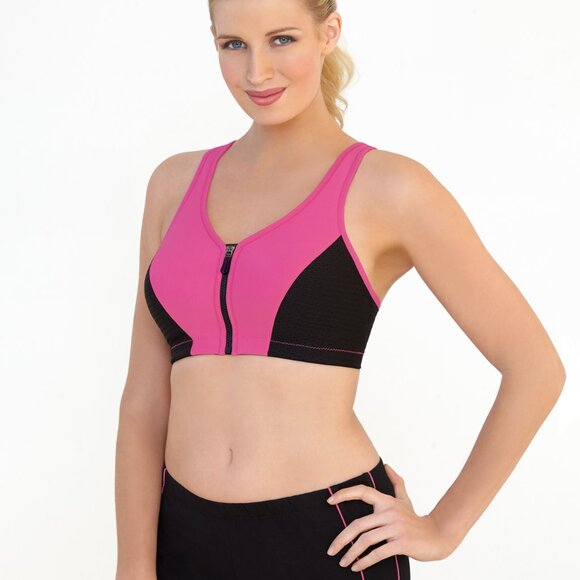 Set of 3! 32G Glamorise SPORT Bra (HIGH-IMPACT) Pink (RACERBACK) T-Back Zip NEW - Picture 14 of 16